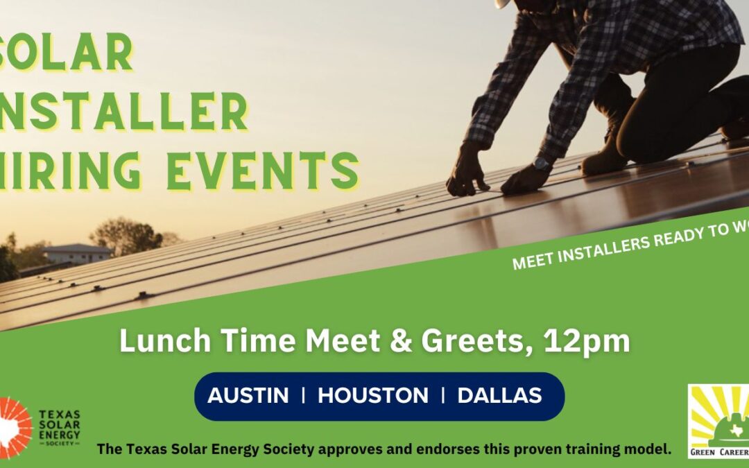 Green Careers Texas solar installer hiring events.